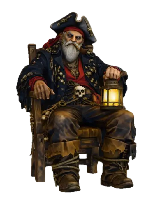 Pirate Captain's Vigilance 3D model, vytvořený pomocí AI