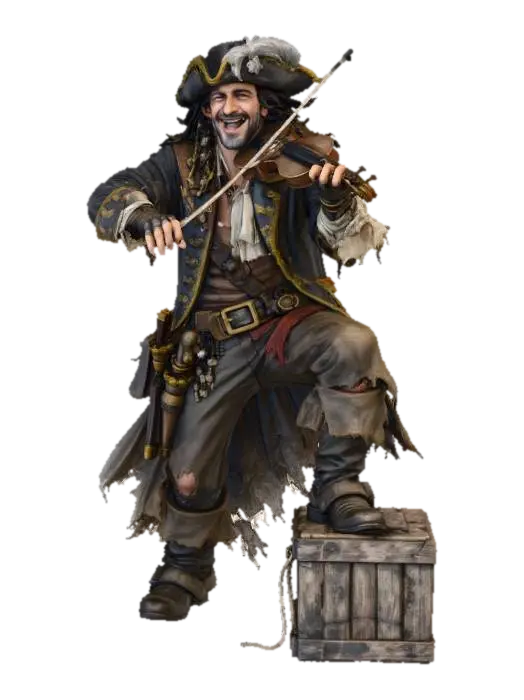Pirate Fiddler - Musician 3D model, vytvořený pomocí AI