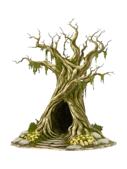 Enchanted Hollow Tree - Woodland 3D model, vytvořený pomocí AI