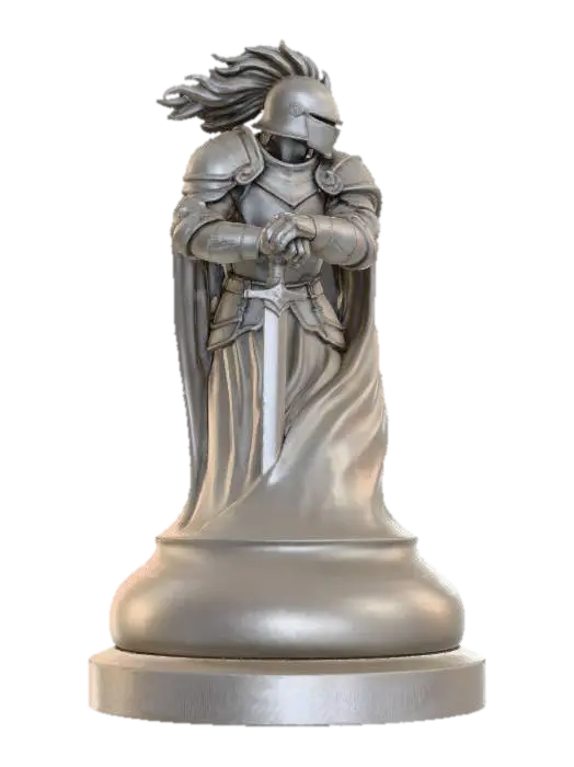 Knight's Vigil - Chess 3D model, vytvořený pomocí AI