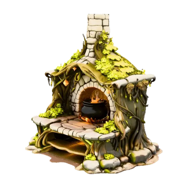 Enchanted Hearth. - Fireplace 3D model, vytvořený pomocí AI