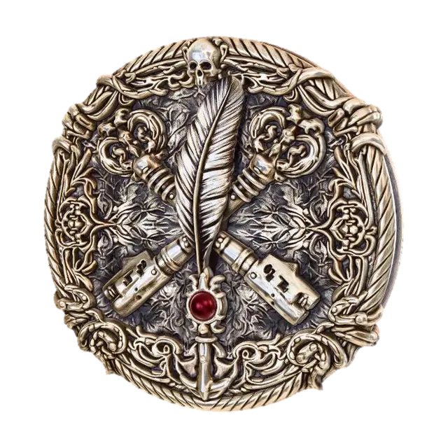 Skull and Quill Coin - Talisman 3D model, vytvořený pomocí AI