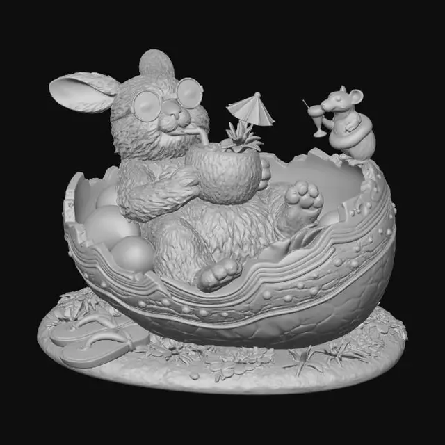 3D model for Sunbathing Bunny in an Easter Egg Boat, #EasterEgg2026#