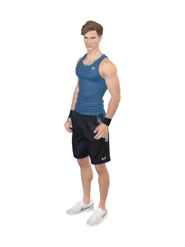 3D model for a male person in gym clothes as a 3d person