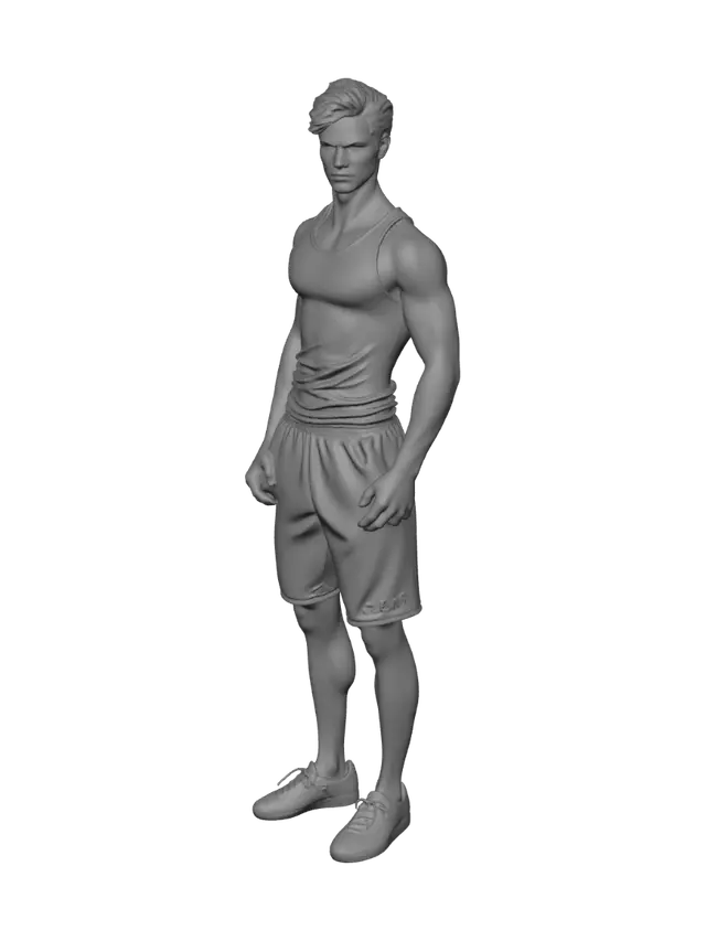 3D model for a male person in gym clothes as a 3d person