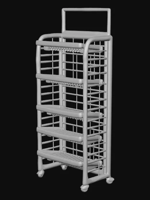 3D model for Black Metal Wire Shelving Cart on Wheels