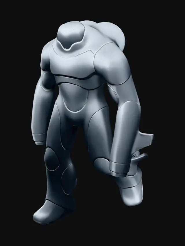 3D model for 잠수함 모티브의 140m 초대형 메카닉 로봇 3D 모델. 심리스하고 퓨처리즘 디자인으로, 매끄럽고 모놀리식하며 유선형의 압도적인 형태가 특징이다. 견고한 초고강도 합금 재질은 깊은 다크 그레이 색상에 은은한 메탈릭 광택을 띠며, 표면은 섬세하고 매끄러운 질감을 지닌다. 극도로 절제된 현실적인 라이팅이 거대한 로봇의 위용을 강조한다. 만지면 차갑고 압도적인 강인함이 느껴진다.