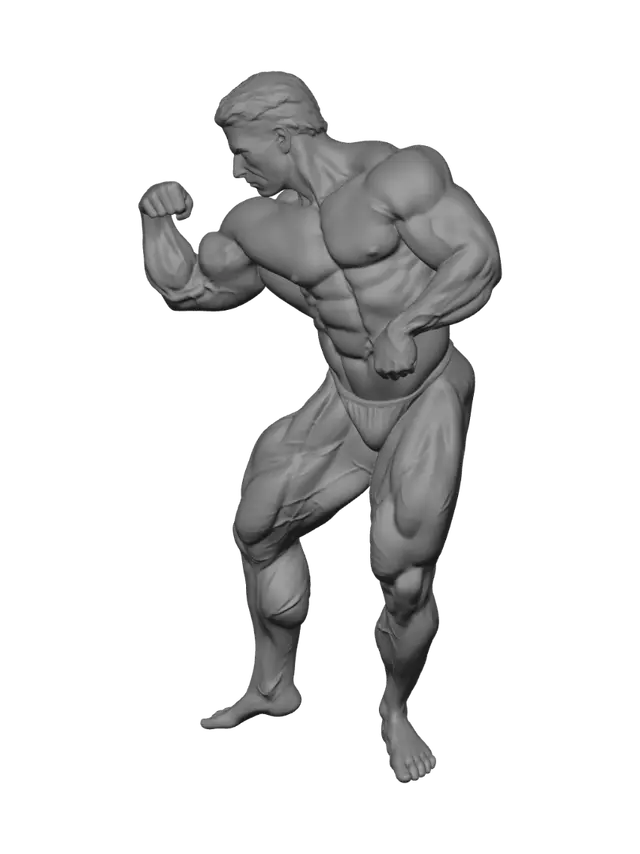3D model for Flexing Bodybuilder Pose