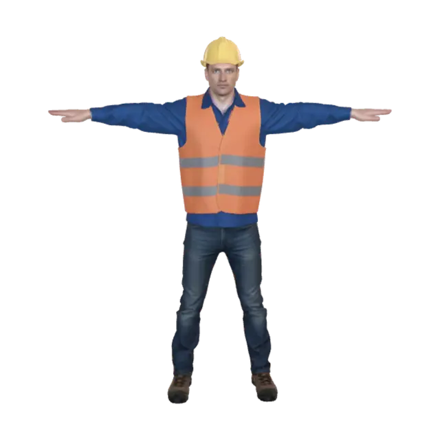3D model for Construction Worker with Outstretched Arms