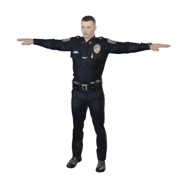 Modello 3D Arms Outstretched Police Officer - Cop, generato dall’IA