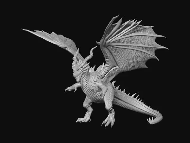 3D model for a big scary dragon WITH ITS WINGS OPEN, THIS IS FOR 3d PRINTING,. With 1 tail.