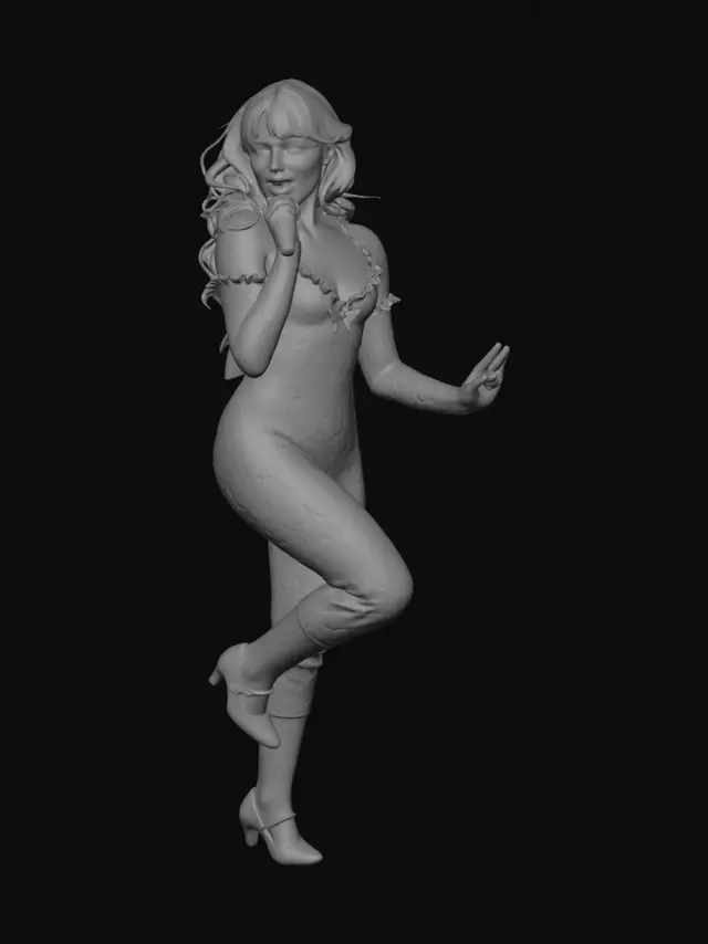 3D model for Singer in Black Lace Outfit