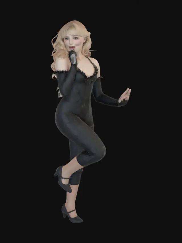 3D model for Singer in Black Lace Outfit