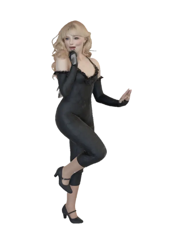 Singer in Black Lace Outfit 3D model, vytvořený pomocí AI