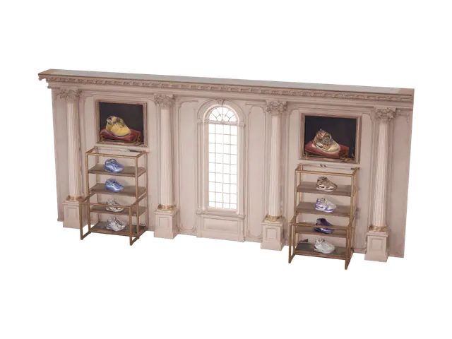 Neoclassical Sneaker Gallery 3D model, vytvořený pomocí AI