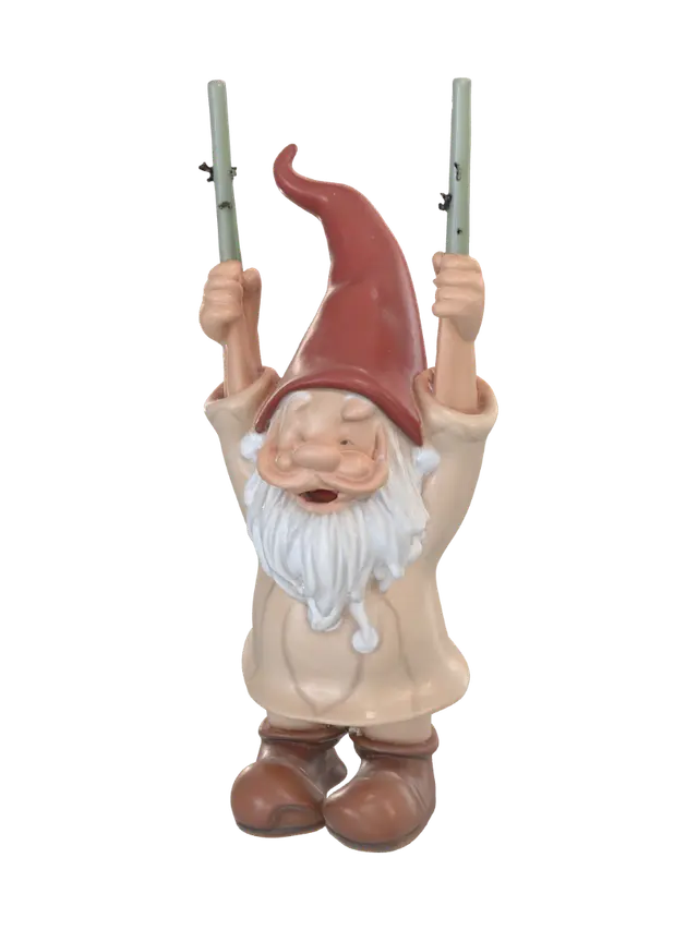 Modèle 3D crea la statuetta di uno gnomo simpatico che sembra che con le mani sia appeso ad un…, généré par IA