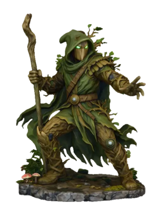 Forest Guardian - Druid 3D model, vytvořený pomocí AI