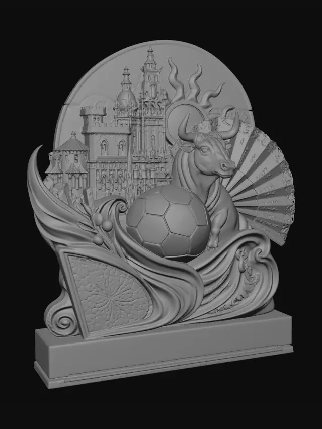 3D model for Spain: Bull, Sun and Flamenco