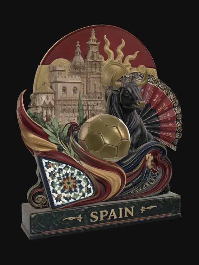 3D model for Spain: Bull, Sun and Flamenco