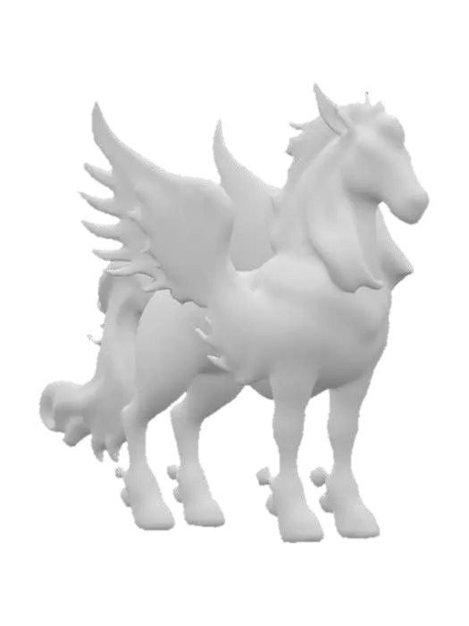 3D model for A Celestial Horse God made completely out of diffenent color crystals, the crystals shines the Universe through them, detailed colorful game character.