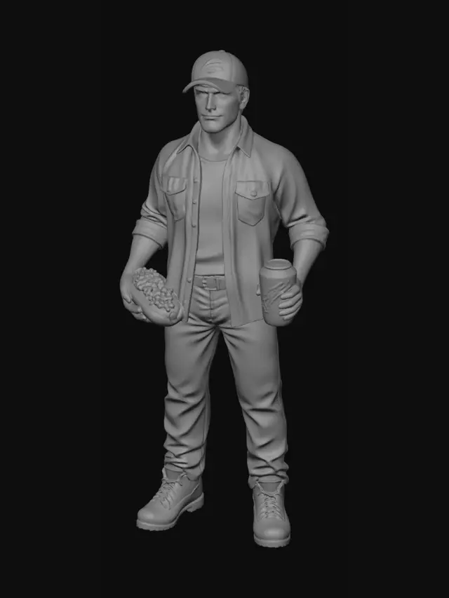 3D model for Hotdog and Soda in Plaid Shirt