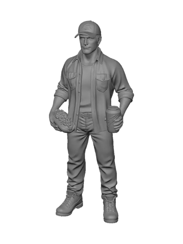 3D model for Hotdog and Soda in Plaid Shirt