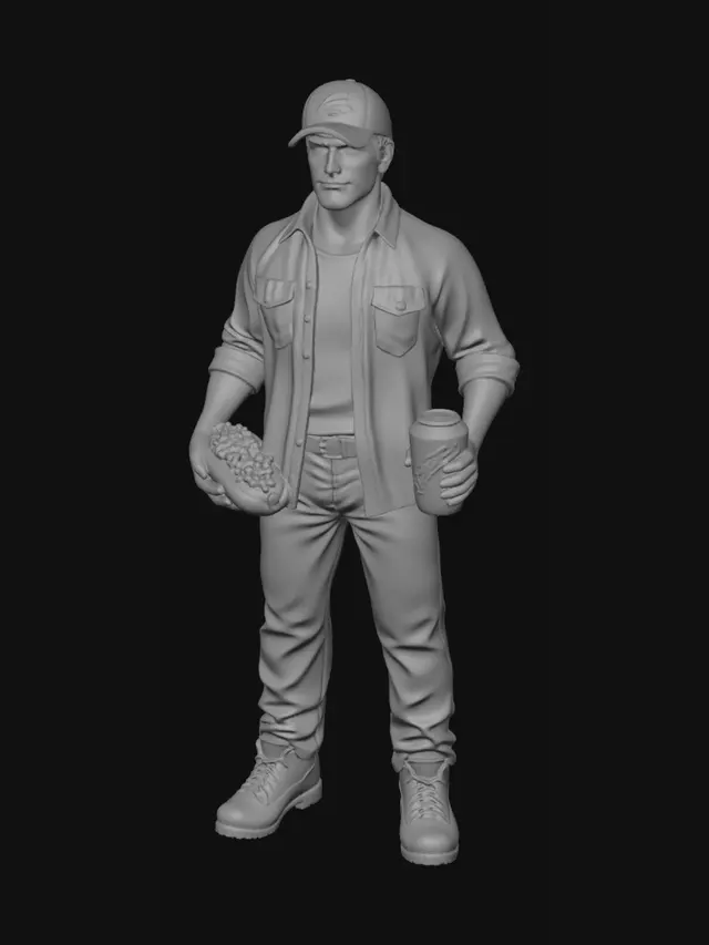 3D model for Hotdog and Soda in Plaid Shirt