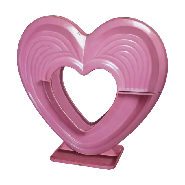 3D model for A large girly, organizer in the shape of a big heart, have a large empty heart shaped opening near the top. It needs a small flat surface on the bottom of the heart so it can stand.