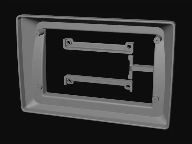 3D model for Black plastic mounting frame with internal brackets