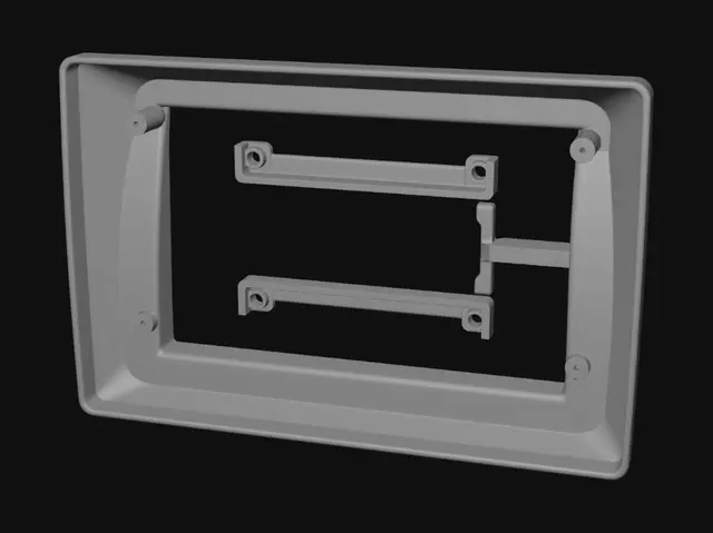 3D model for Black plastic mounting frame with internal brackets