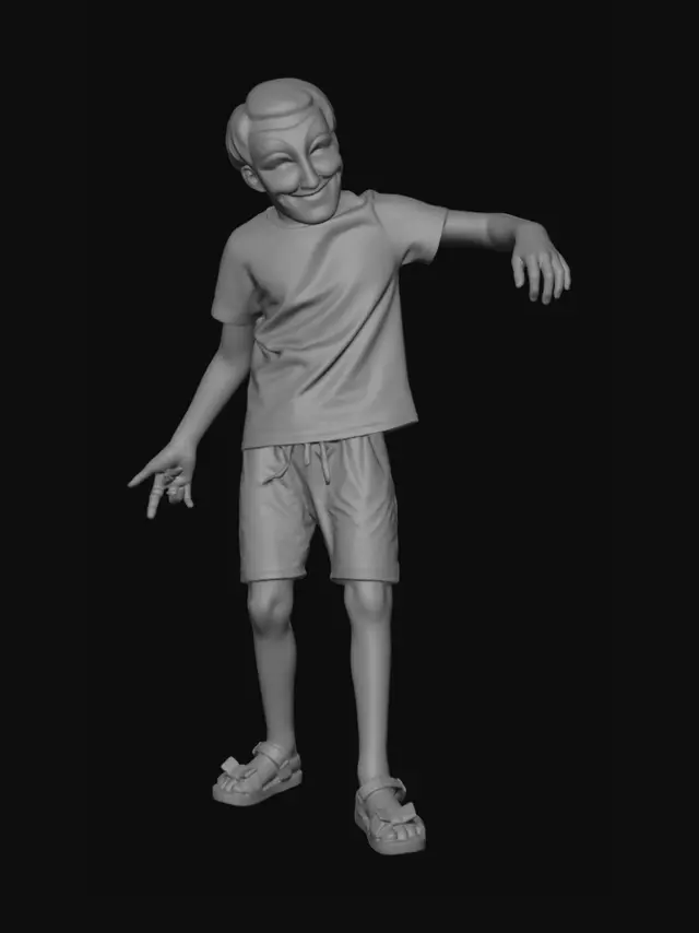 3D model for Masked Kid by the Park Railing