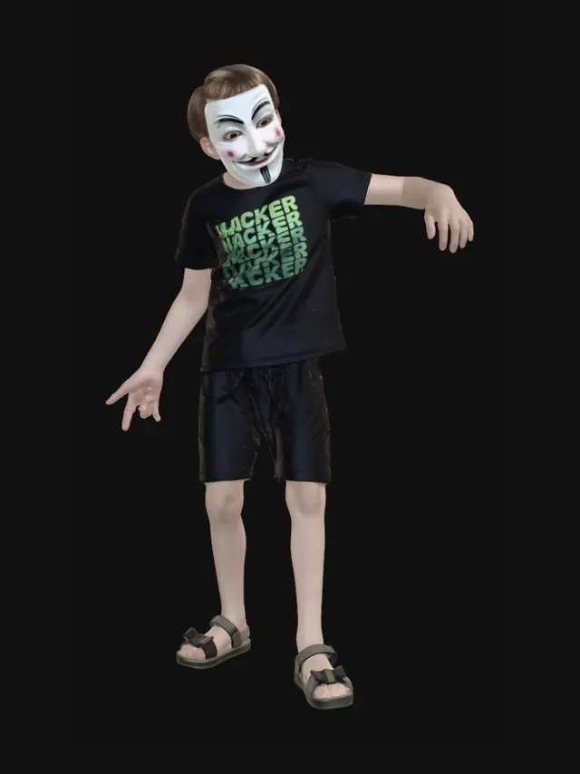3D model for Masked Kid by the Park Railing
