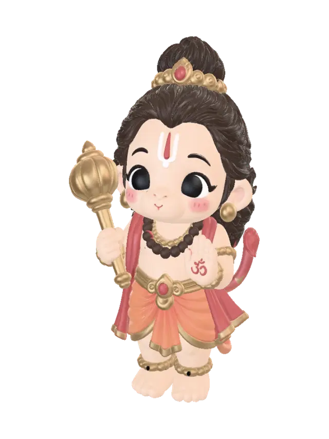Hanuman keychain - Devotional 3D model, vytvořený pomocí AI