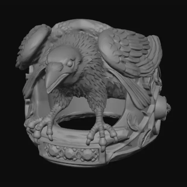 3D model for Raven on a Skull Ring