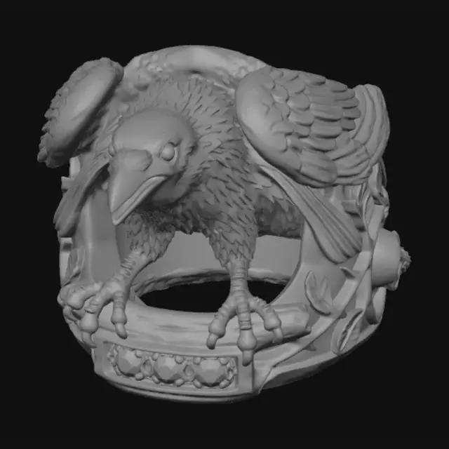 3D model for Raven on a Skull Ring