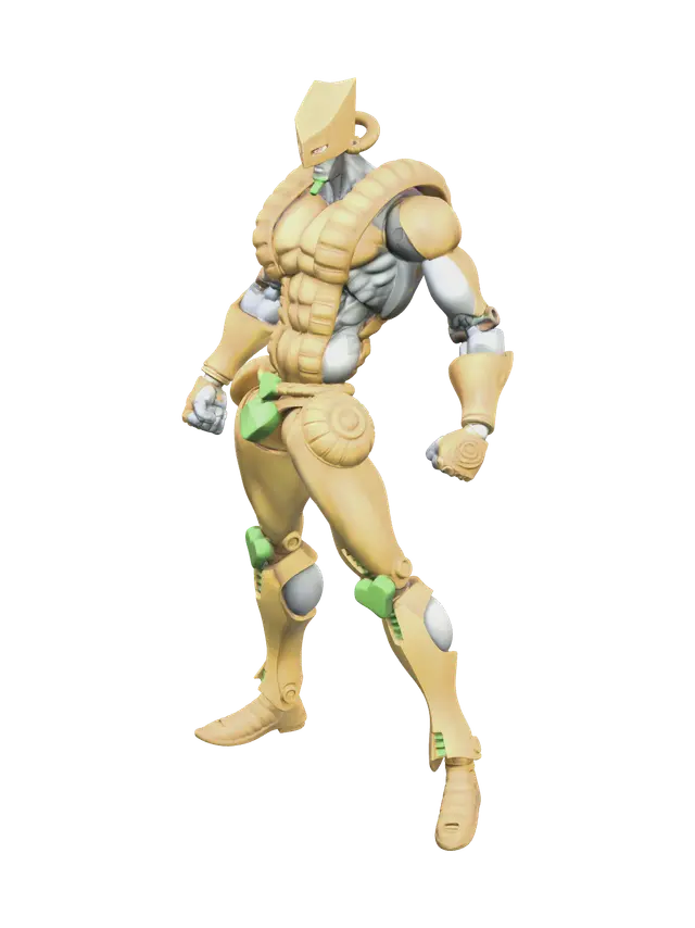 Stylized Za Warudo 3D model, vytvořený pomocí AI