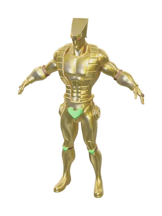 Weathered Za Warudo 3D model, vytvořený pomocí AI