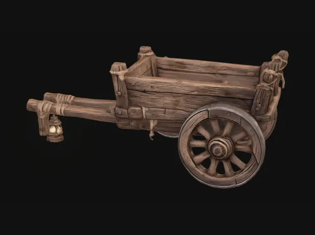 3D model for Rustic Wooden Cart