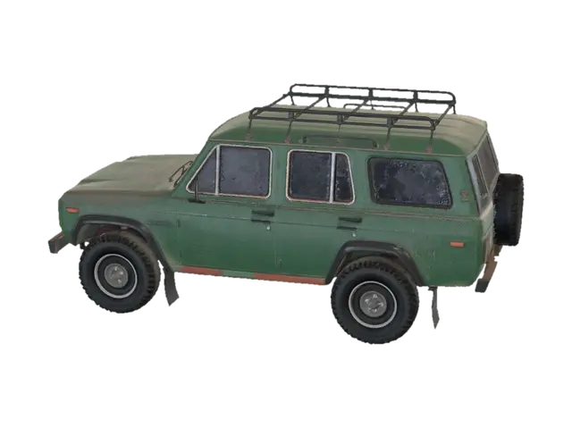 Semi-realistic old boxy 4x4 SUV, late 1990s early 2000s style, square body panels,… - Roofrack 3D model, vytvořený pomocí AI