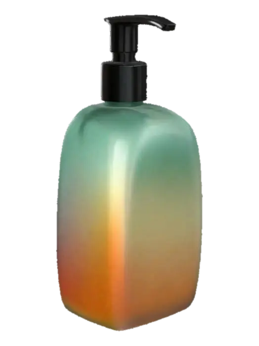 3D model for Realistic style, hand soap, smooth edge mold, tempered glass, meshes gradiets color palette, 16k, high detail