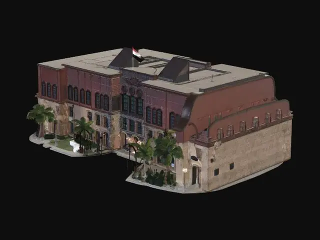 3D model for Nightfall Over the Red Brick Facade