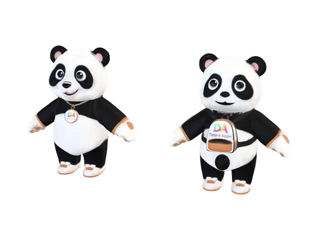 Panda Mascot Design for Dalgin Adam 3D Modelling 3D-model, gegenereerd door AI