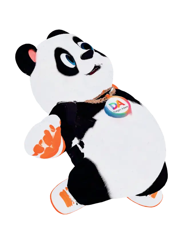 Dalgin Adam Panda Mascot 3D-model, gegenereerd door AI