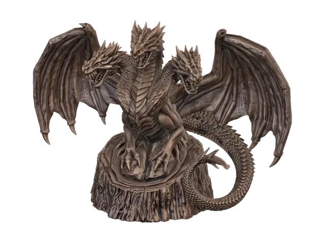 3D model for Tri-Headed Dragon on a Stone Pedestal