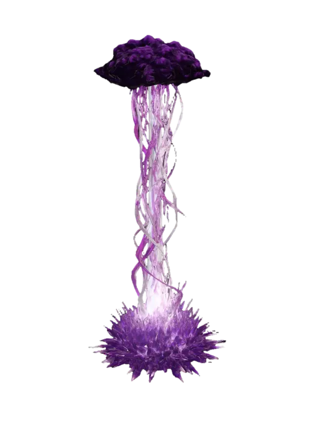 Purple Lightning Ascension 3D model, vytvořený pomocí AI