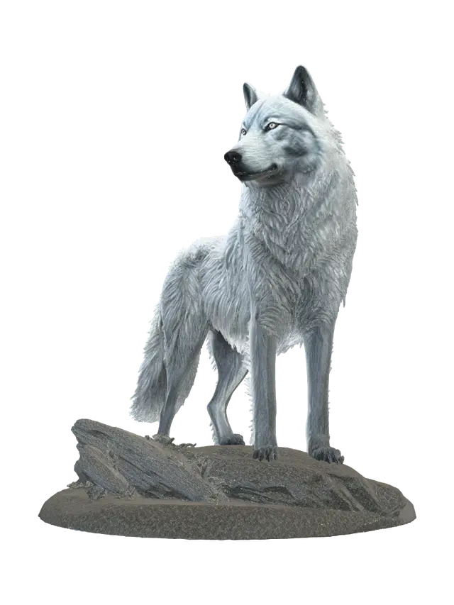 Aurora Wolf 3D model, vytvořený pomocí AI