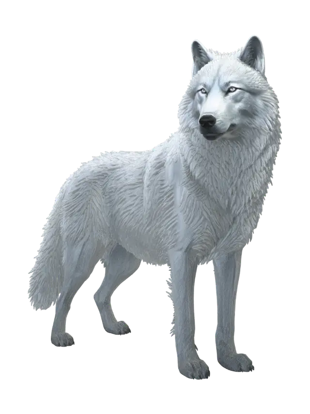 Aurora Wolf 3D model, vytvořený pomocí AI