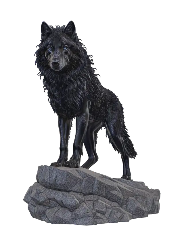 Aurora Wolf Majesty 3D model, vytvořený pomocí AI