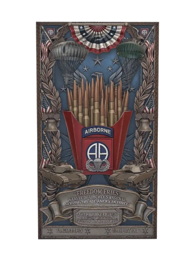Freedom Fries Arsenal - Sticker 3D model, vytvořený pomocí AI