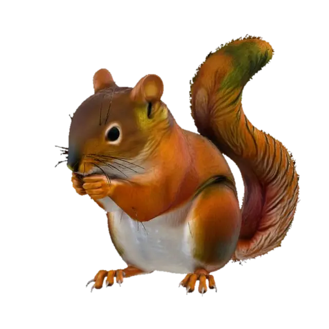 Squirrel Snacktime 3D model, vytvořený pomocí AI